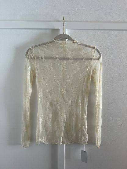 Cream Lace Sheer Long Sleeve