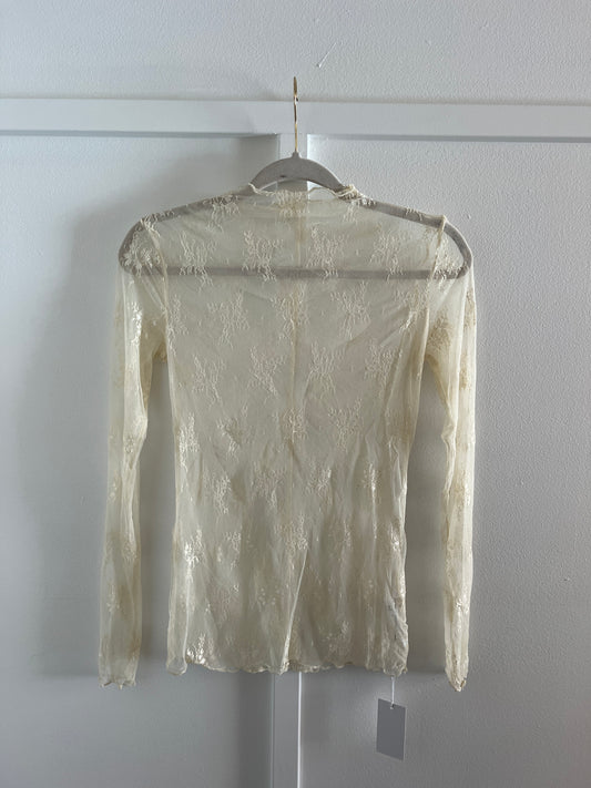 Cream Lace Sheer Long Sleeve