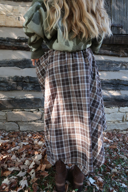 Mocha Aysmetrical Maxi Skirt