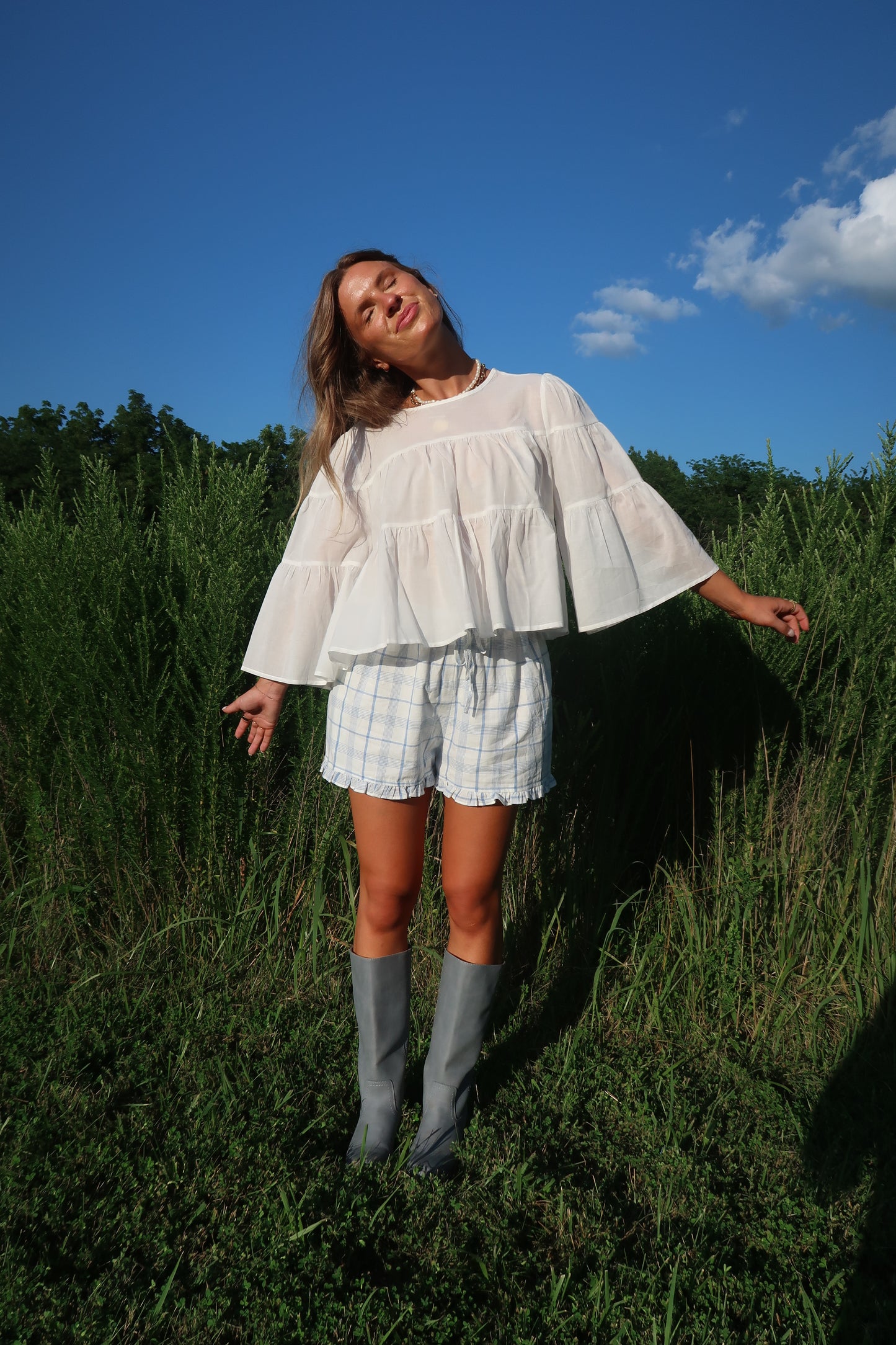 Slow Down Plaid Ruffle Short