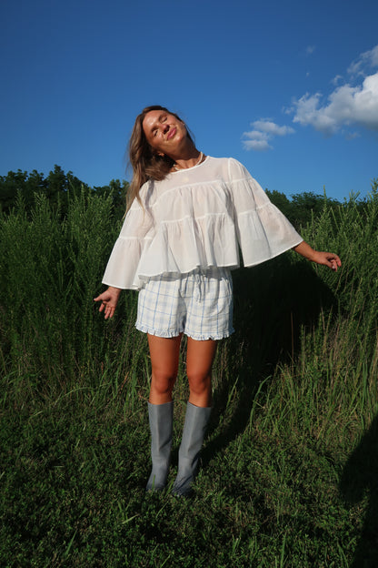 Slow Down Plaid Ruffle Short