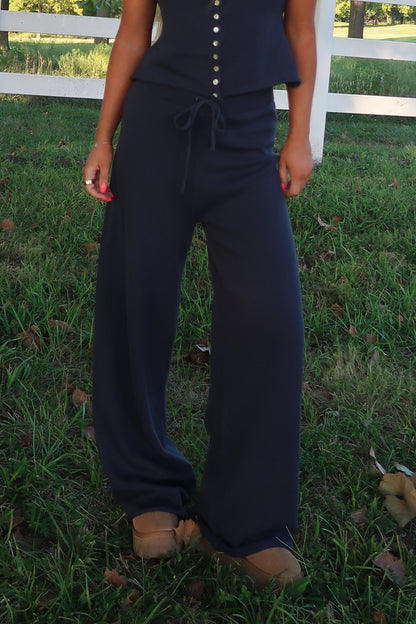 Navy Slow It Down Knit Pants