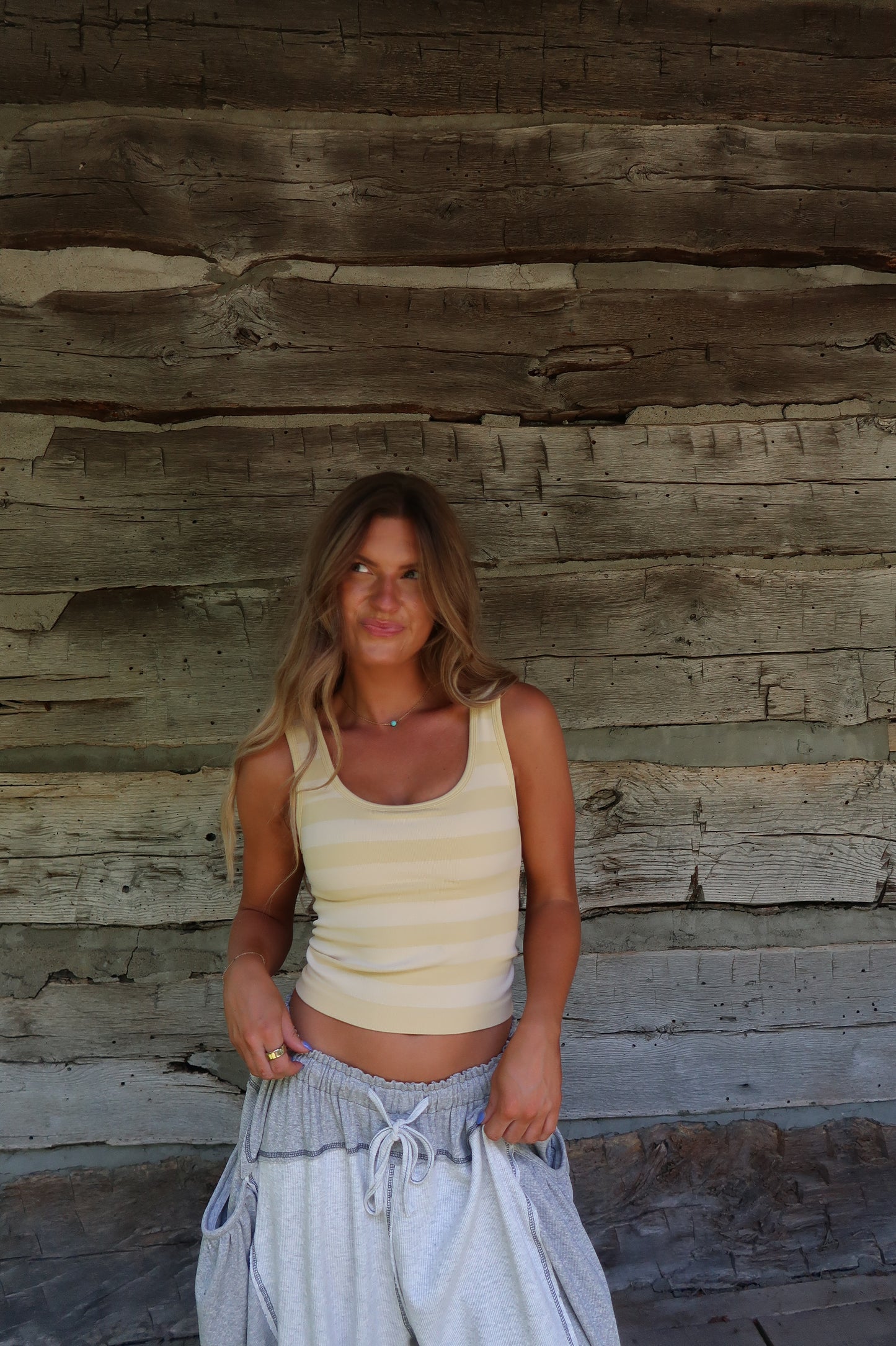 Butter Stripe Seamless Tank