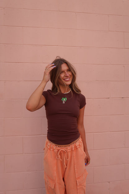 Palm Sequin Baby Tee