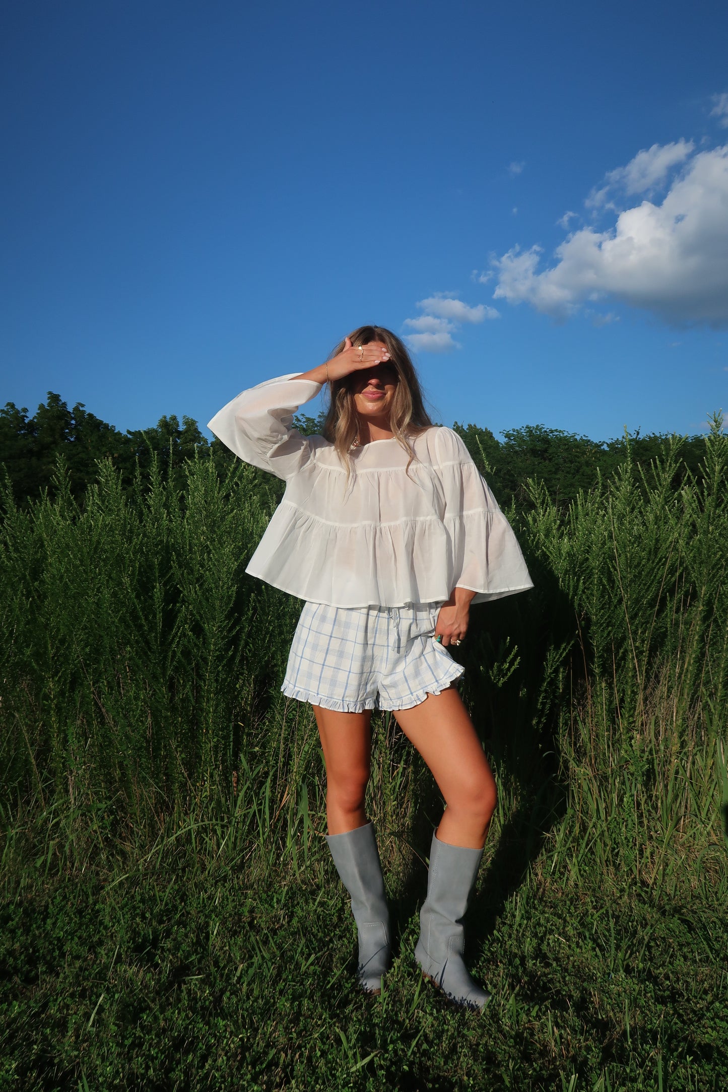Slow Down Plaid Ruffle Short