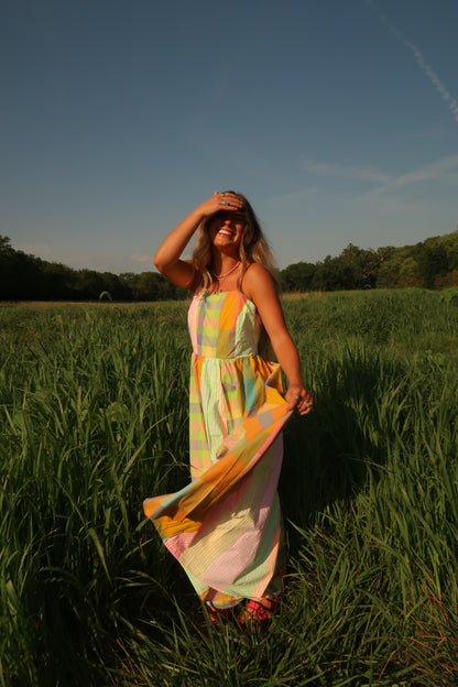 Fancy Nancy plaid maxi dress