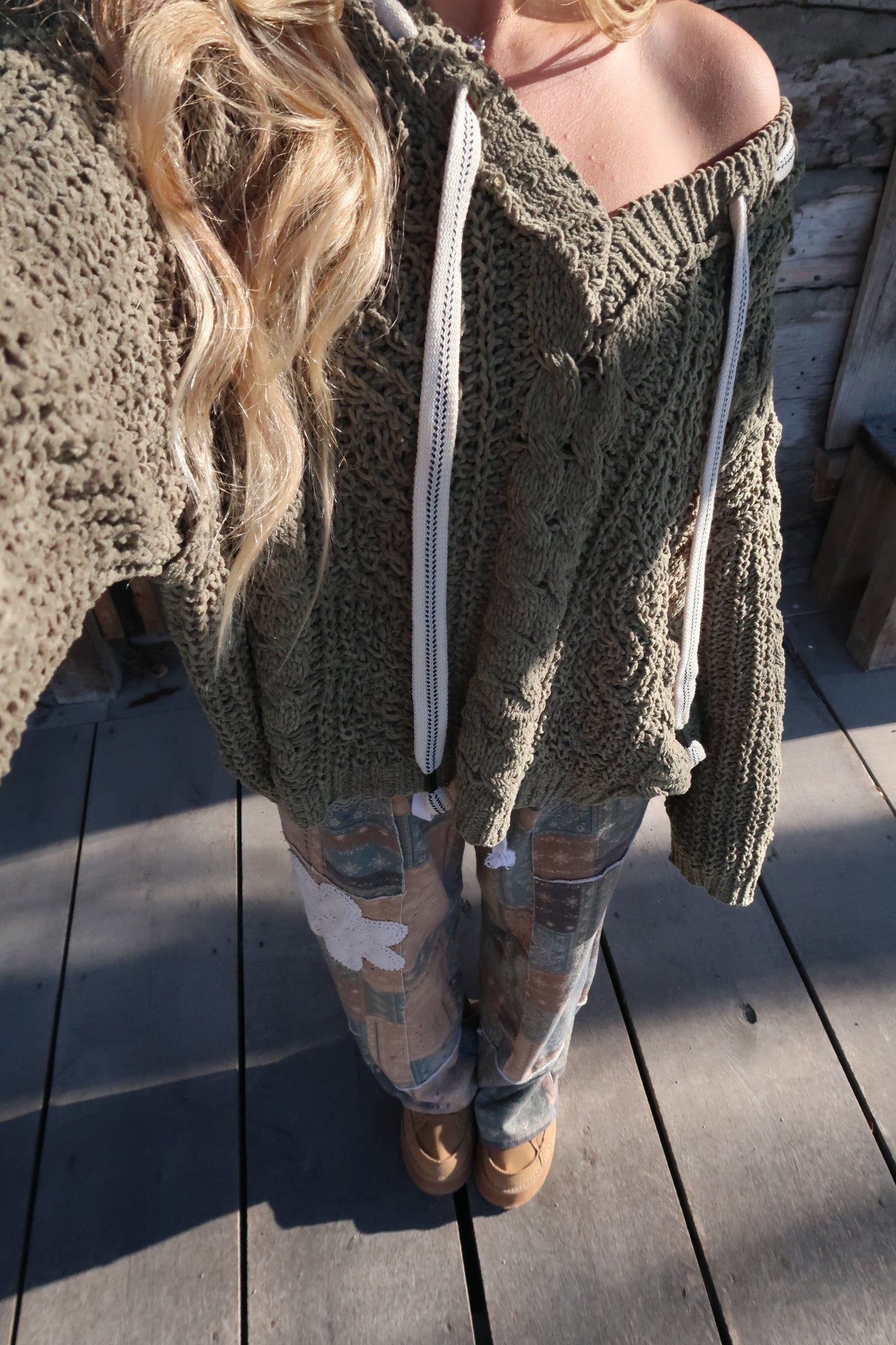 Olive Cloud Hooded Sweater
