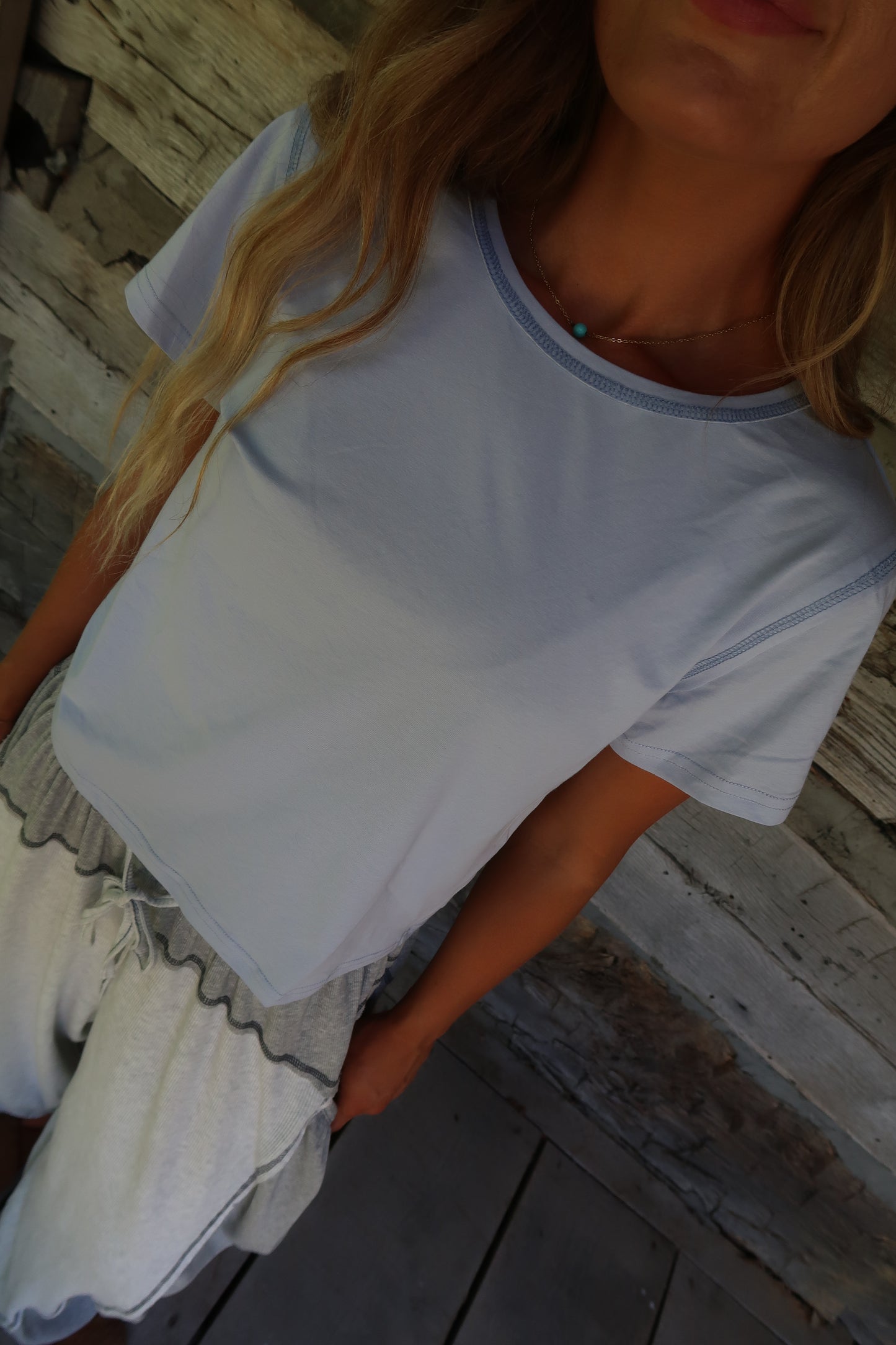 Powder Blue Contrast Relaxed Tee