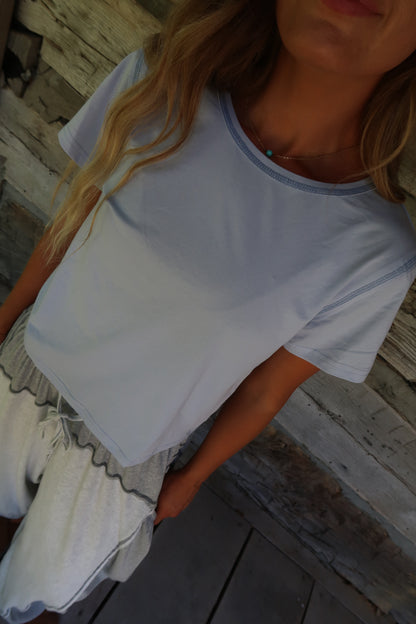 Powder Blue Contrast Relaxed Tee