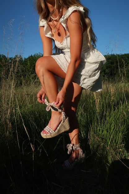 Latte Gingham Wedge