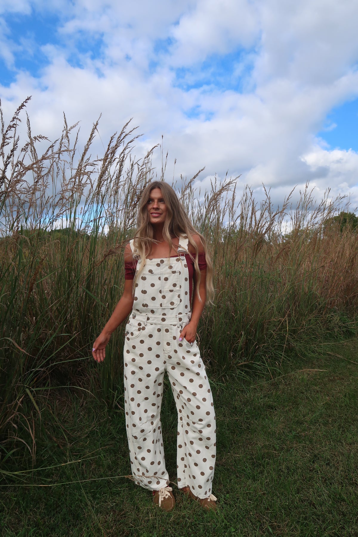 Teddy Dot Barrel Overalls