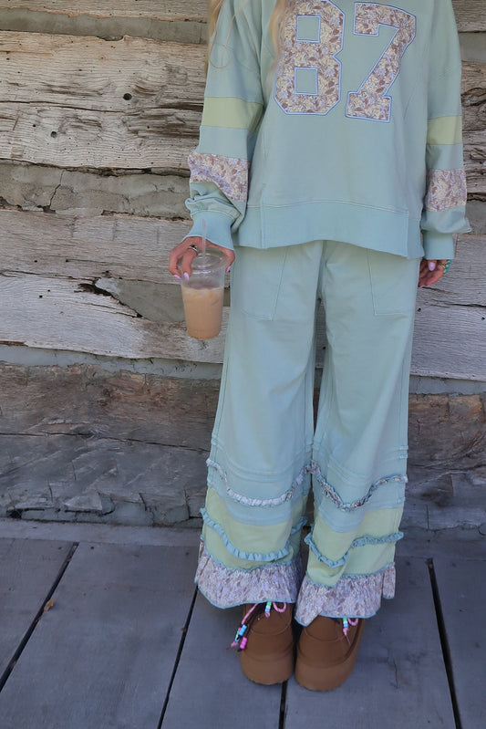 Sage Ruffle Wide Leg