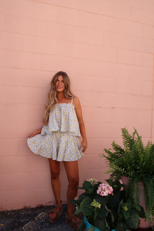 Honeydew Plaid Set