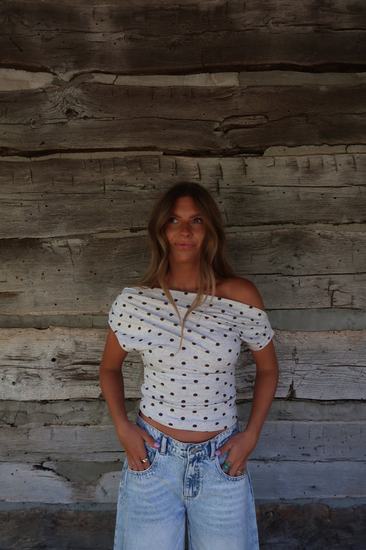 Polka Dot off the Shoulder Top