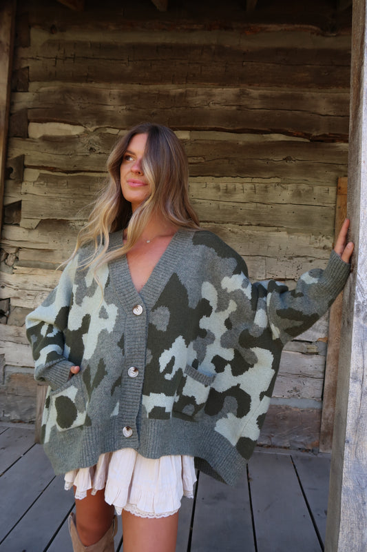 Camo Oversized Cardi