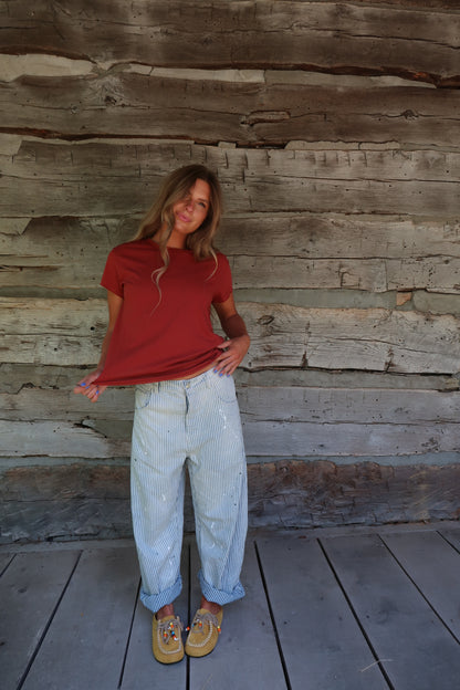 Brick Washed Boxy Cotton Tee