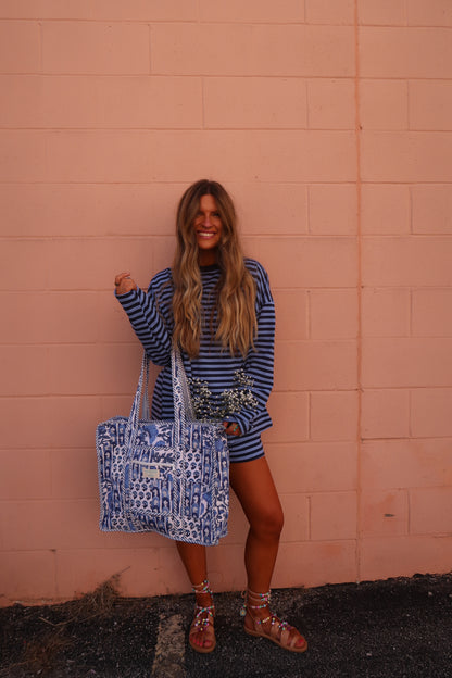 Blu Quilted Dote Bag