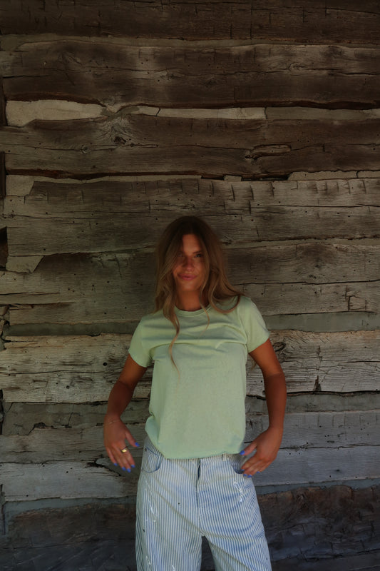 Sage Washed Boxy Cotton Tee