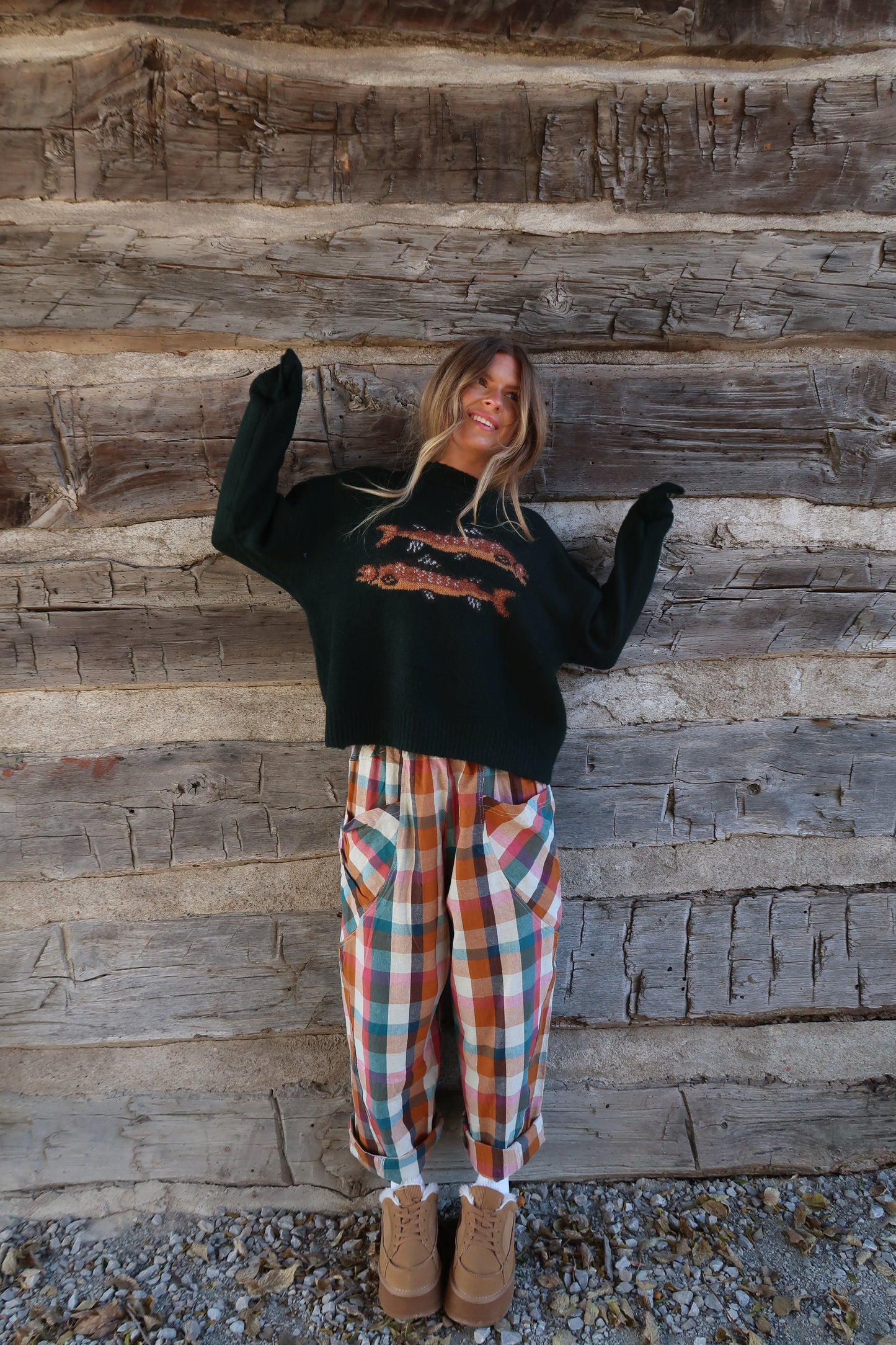 Plaid Crisp Linen Pants