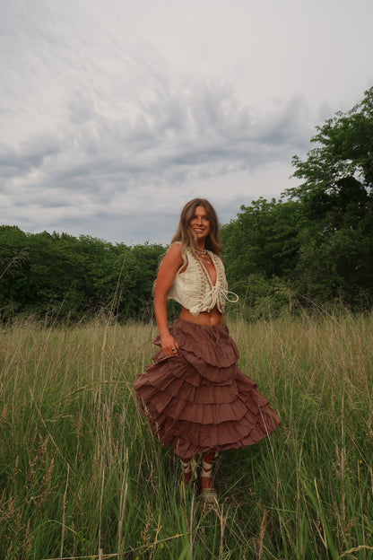 Walnut Frolic Maxi Skirt