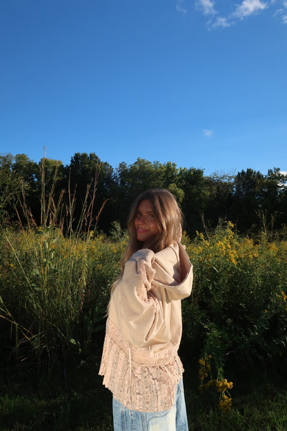 Sand Ruffle Hoodie
