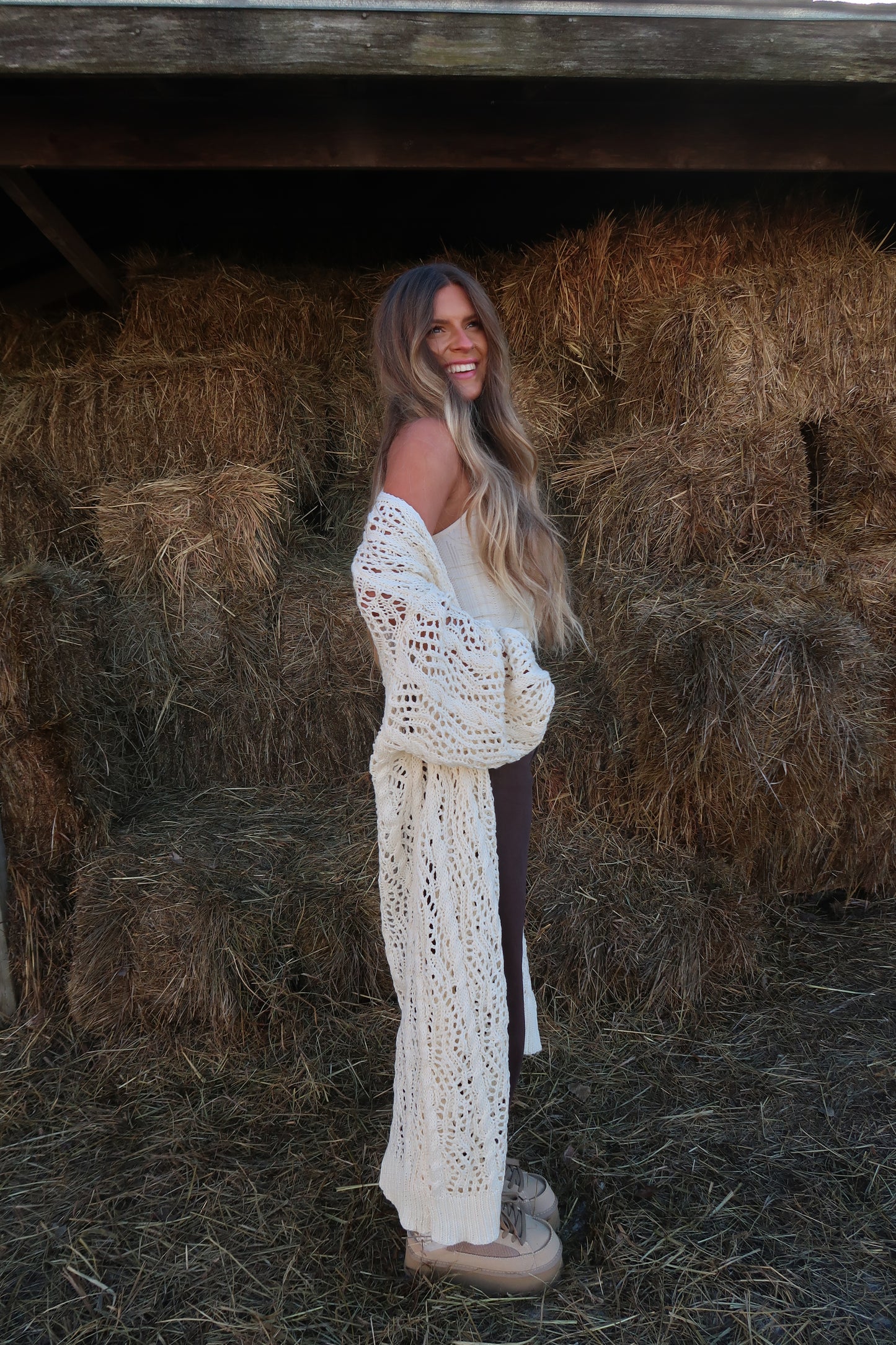 Golden Hour Crochet Long Cardi