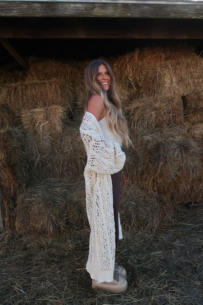 Golden Hour Crochet Long Cardi