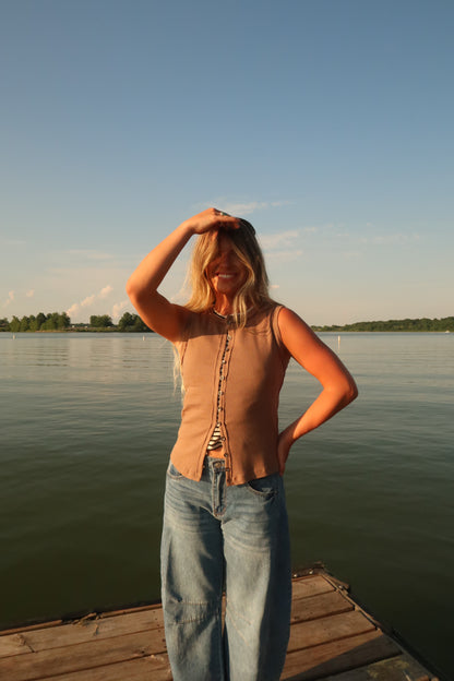 Driftwood Button Tank