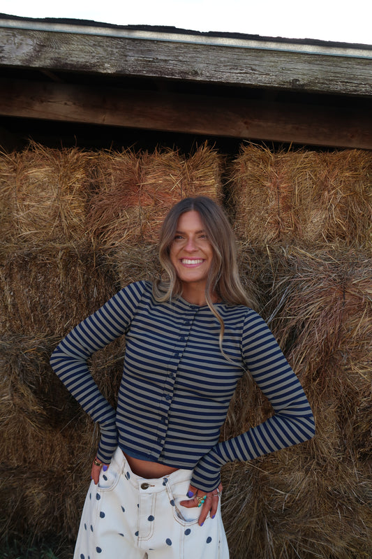 Midnight Forrest Bttn Front Long Slv