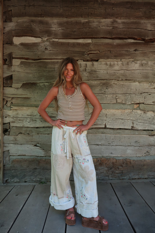 Ivory Petal Patchwork Pant
