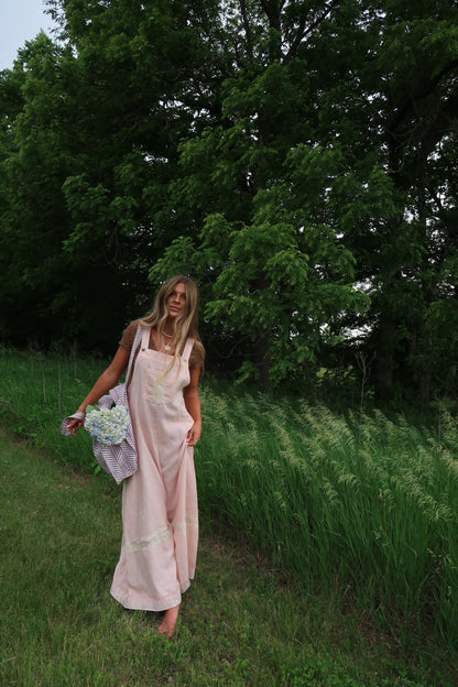 Rosie Linen Embroidered Overalls