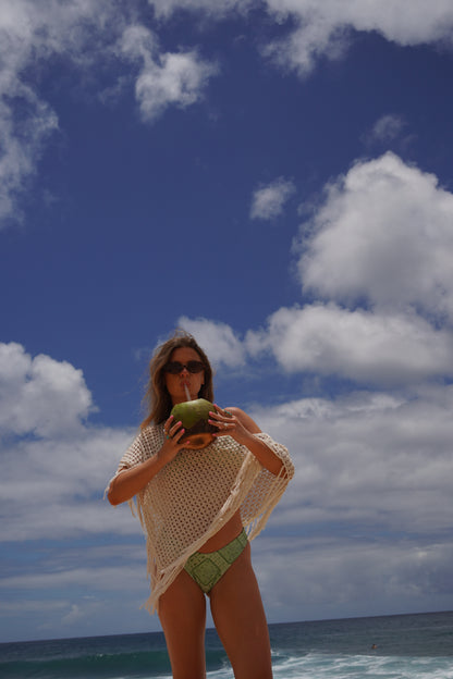 Coconut Cream Fringe Poncho