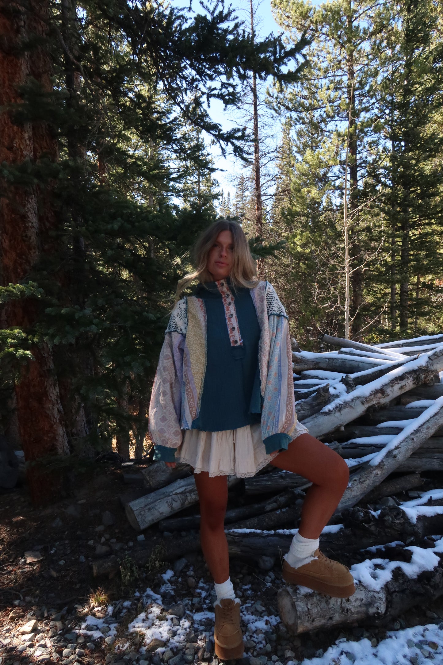 Alpine Teal Patchwork Top
