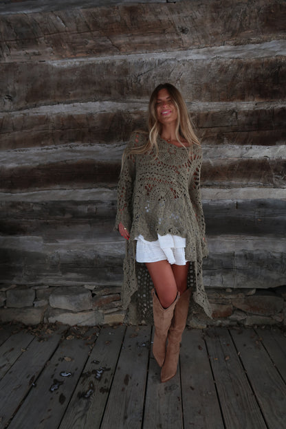 Gypsy  high low crochet sweater