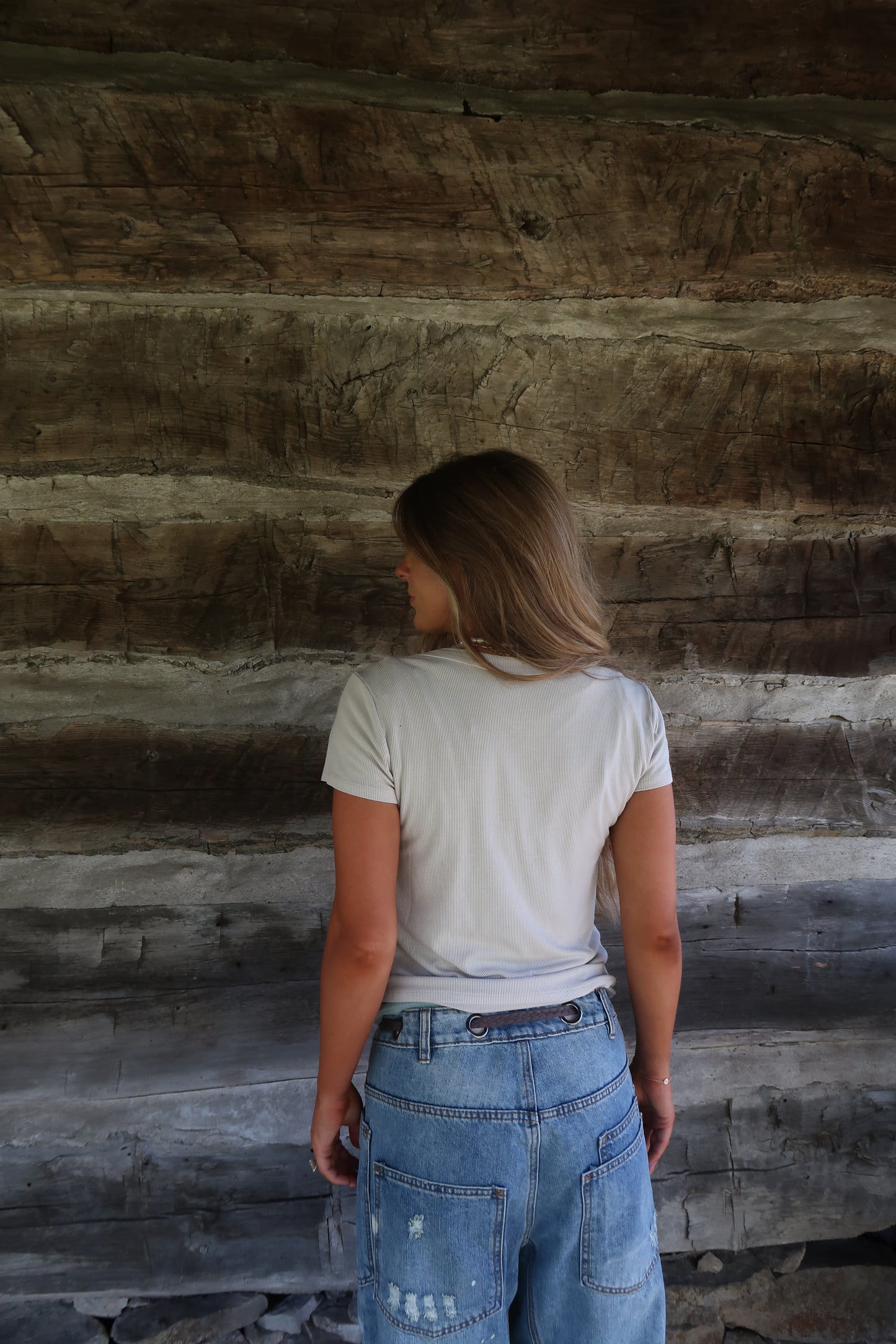 Natural  Ribbed Basics Tee