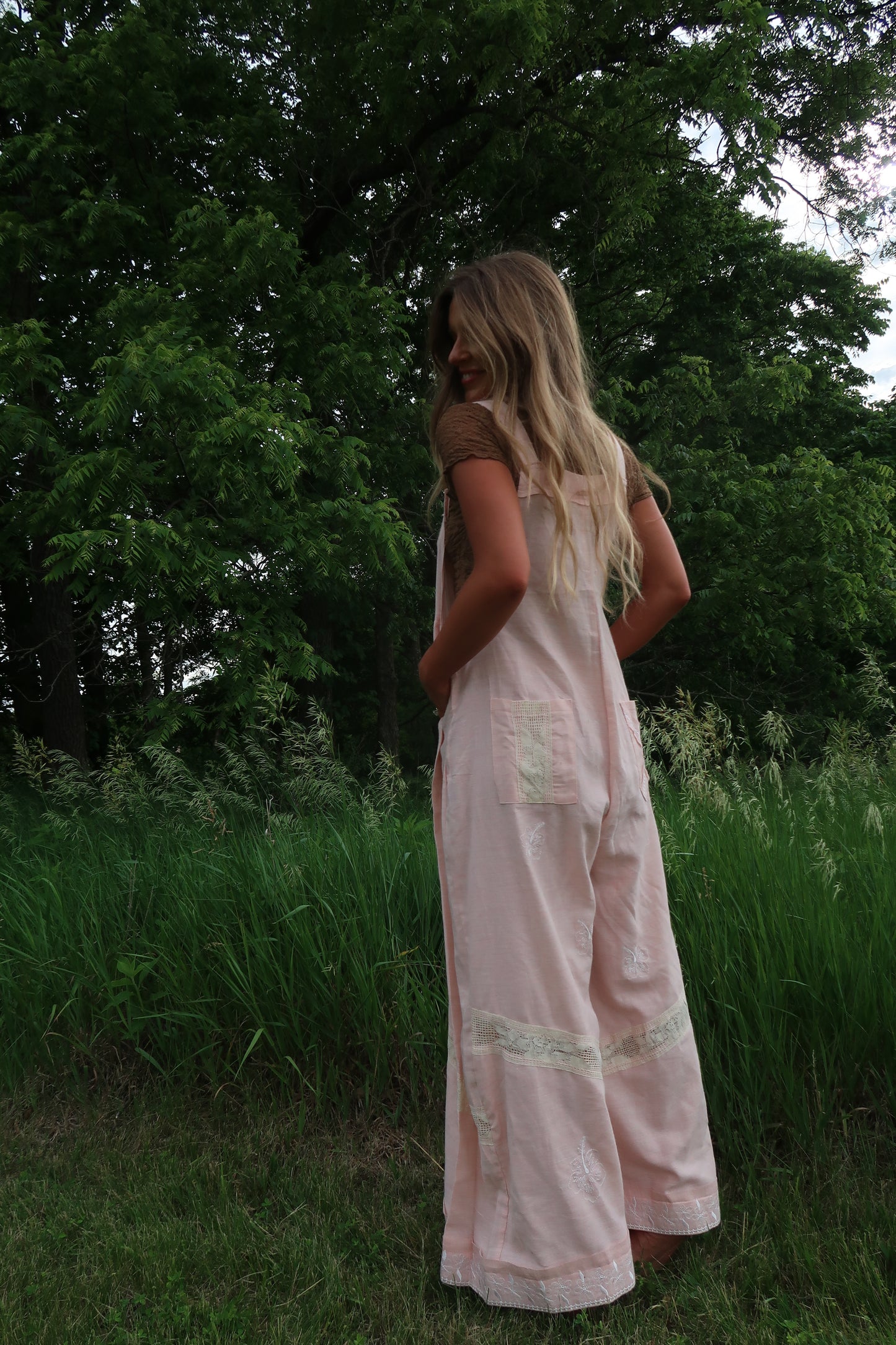 Rosie Linen Embroidered Overalls