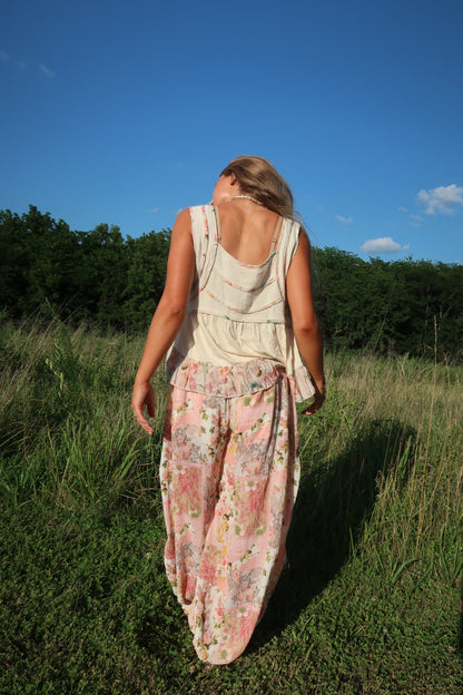 Cameillia Floral + Crochet Jogger