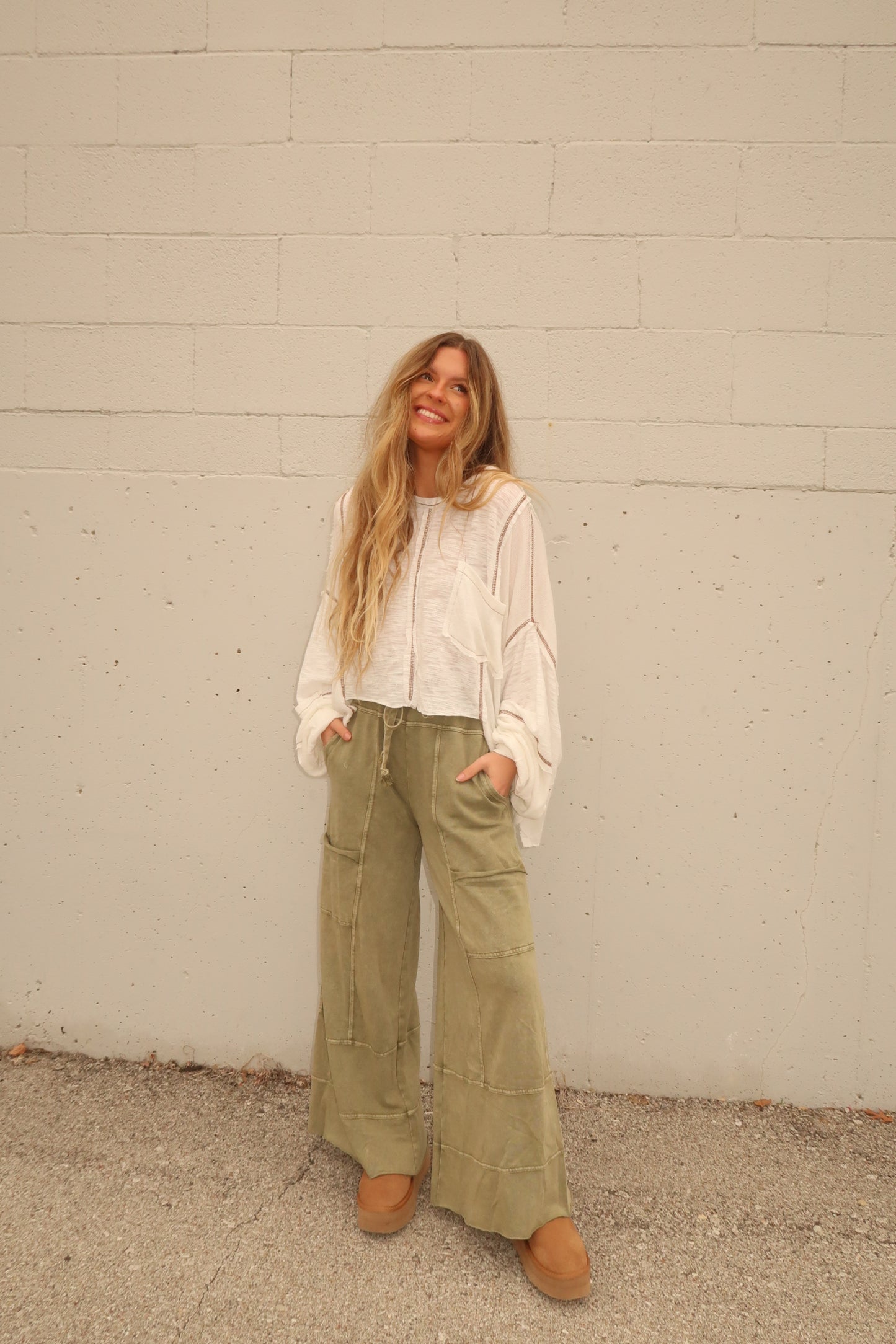 Olive Wide Leg Cargo Pant