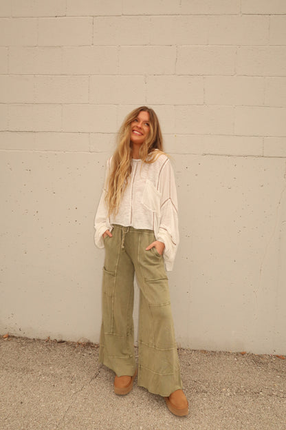 Olive Wide Leg Cargo Pant