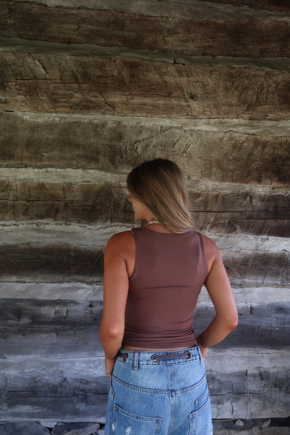 Brown Back To Basics High Neck Tank
