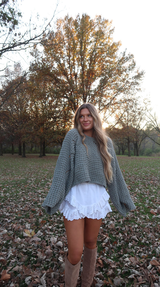 All the Sage Knit Crop Sweater