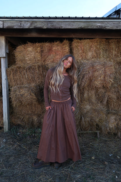 Walnut Midi Skirt