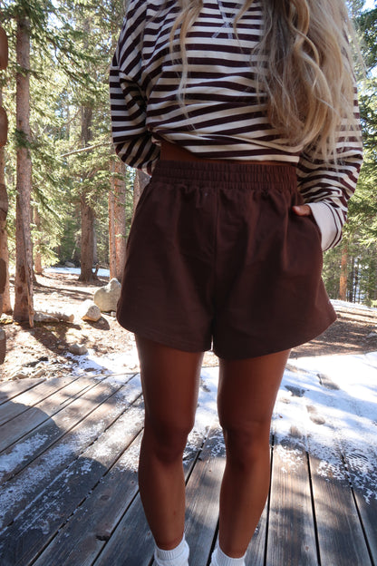 Brown Relaxed Sweat Shorts