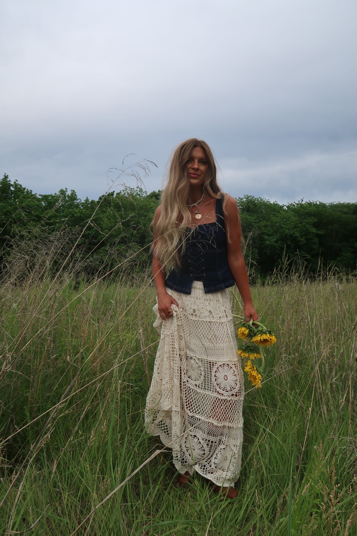 Wheat-field Crochet Maxi Skirt