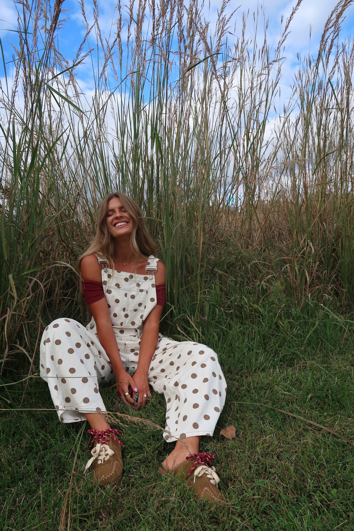 Teddy Dot Barrel Overalls