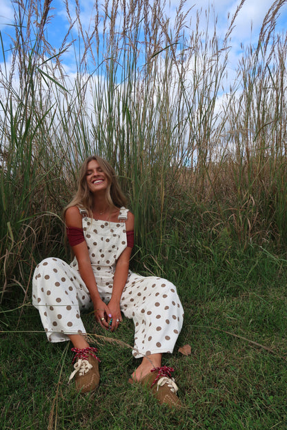 Teddy Dot Barrel Overalls