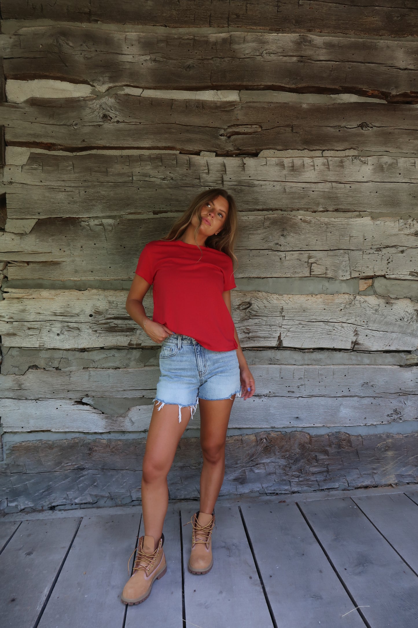 Poppy Washed Boxy Cotton Tee