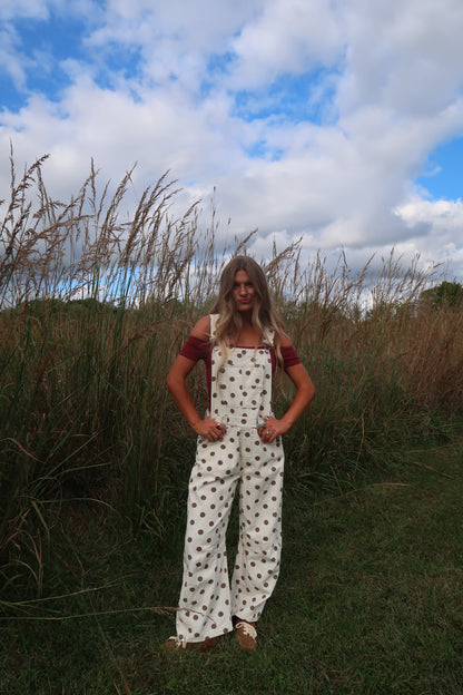 Teddy Dot Barrel Overalls