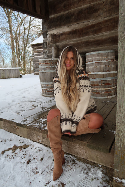 Nordic Knit Hooded Cardigan