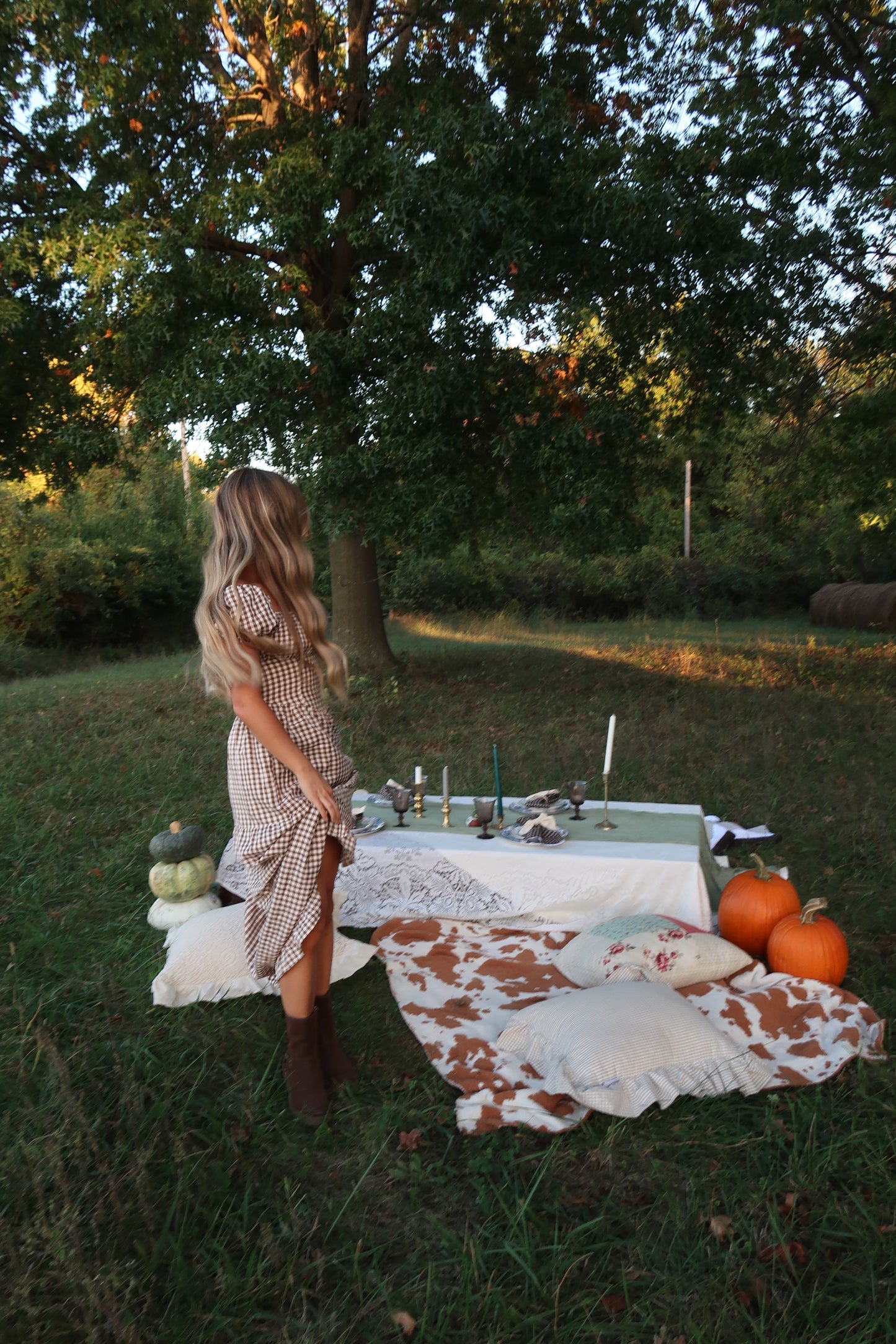 Pecan Pie Gingham Maxi Dress